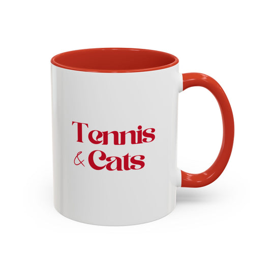 Tennis & Cats Coffee Mug | Funny Tennis Cat Lover Accent Mug, Gift for Tennis and Cat Lovers